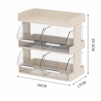 Tea Bag Organizer Office Bar Desktop Tea Bag Coffee Capsule Storage Rack Multilayer Countertop Organizer Cream White 3 Layer 30x17x29.5cm
