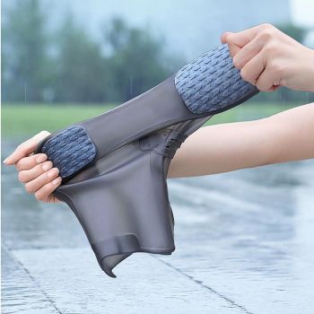 Waterproof Rain Boots Cover Silicone Comfortable Prevent Slip Thickened Outdoor Rain Shoe Covers for Men Women Fishing Hunting Tawny, Middle Tube Size 40‑42