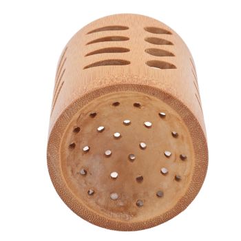 Storage Bucket Multi Purpose Cup Shape Bamboo Toothbrush Holder with Drainage Holes for Makeup Brushes