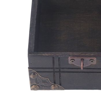 Vintage Wooden Box Retro Antique Decorative Treasure Chest Case Trinket Box with Lock for Storing Jewelry Pearl Gift Box