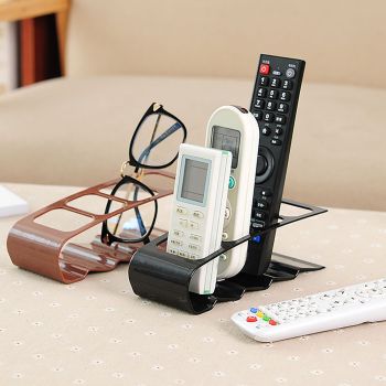 Remote Control Holder with 4 Compartments Plastic Easily Accessible TV Remote Caddy for Media Accessories Black