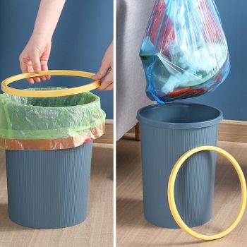 Trash Bin Plastic Exquisite Modern Garbage Container Can for Bathroom Kitchen Living Room Large Dark Blue