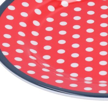 9in Imitation Porcelain Dinner Plate Decorative Reusable Snack Plate Lightweight Tableware for Cakes FruitRed Dot