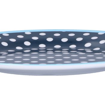 9in Imitation Porcelain Dinner Plate Decorative Reusable Snack Plate Lightweight Tableware for Cakes FruitDark Blue Dot
