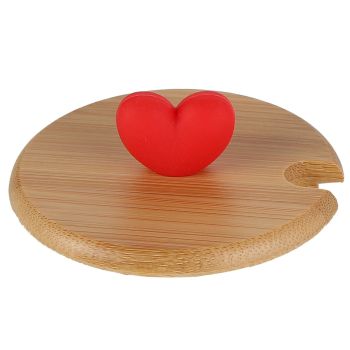400ml Cute High Borosilicate Glass Cup HeatResistant Mug with Stainless Steel Spoon Bamboo Lid(Love )