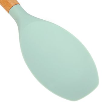 12Pcs/Set Cooking Utensil with Wooden Handle Silicone Cooking Tool for Home KitchenLight Green