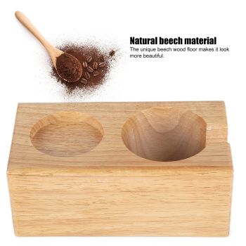 2‑Hole Wooden Tamper Base Natural Wood Color External Durable Tamping Station Handle Stand for Coffee Shop Home