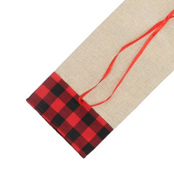 Christmas Santa Grid Design Champagne Bottle Cover Bag Sleeve Christmas Gifts for PartyRed Black Grid