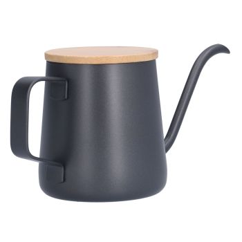 350ml Stainless Steel Coffee Pot Long Narrow Spout Manual Coffee Making Kettle with Bamboo Lid
