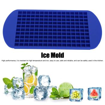 160 Grid Ice Tray Square Flexible Silicone High Temperature Resistant Mini Ice Cube Mold for Home RestaurantBlue