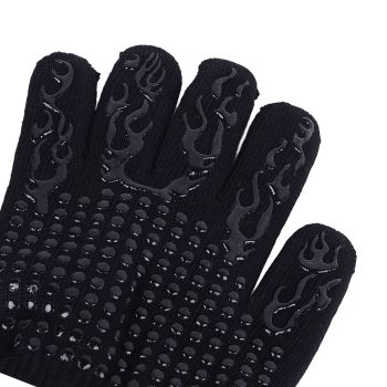 Heat Resistant Cooking Gloves Non Slip Reversible Use Polyester Cotton Lining Oven Glove for Grilling Barbecue Cooking