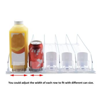 Drink Organizer for Fridge Spring Loaded Adjustable Push Rod Slide Rail Soda Can Dispenser for Beer Beverages 38cm Black
