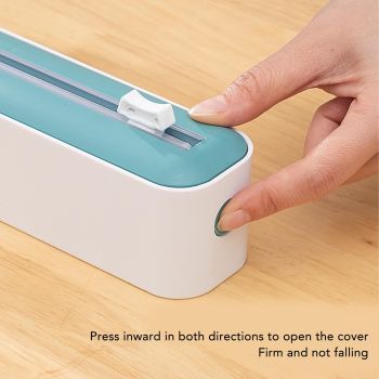 Reusable Cling Film Dispenser Magnetic Refillable Plastic Wrap Dispenser with Cutter Magnetic Stripe White Green