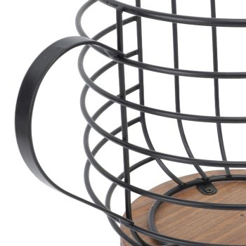 Coffee Pod Holder Iron Large Capacity Space Saving Wooden Base Coffee Pods Storage Organizer for Home Coffee Bar Black with Lid