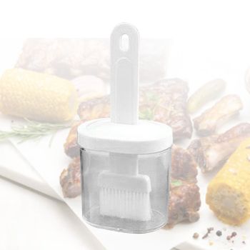 Integrated Silicone Oil Bottle Brush Olive Oil Dispenser Bottle with Silicone Brush for Cooking Baking Barbecue Pickling White
