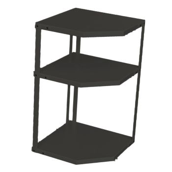 Kitchen Small Corner Shelf Rack Fan Shaped Space Saving Stable Carbon Steel Cookware Stand for Pots Pans 3 Layer Black 27x27x45.5cm