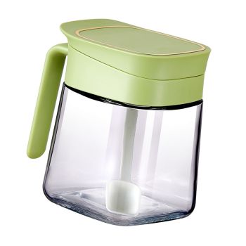 Spice Jar Glass Transparent Salt Sugar Pepper Seasoning Container Bottle for Home Kitchen Green