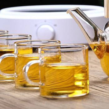Household Teapot 1000ml Large Capacity Multifunctional Borosilicate Teapot with Bamboo Handle