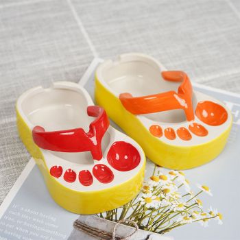 Ceramic French Fries Dish Cute Flip Flops French Fries Plate Cute Ceramic Bowl Flip Flops Shaped Snack Chip Soy Sauce Serving Dish Bowl Plate Purple