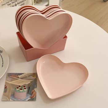 Serving Platter Heart Shape Dinner Plate Plastic Easy to Clean Versatile Kitchen Dinnerware for Party Gathering Wedding 5 Platters with Holder