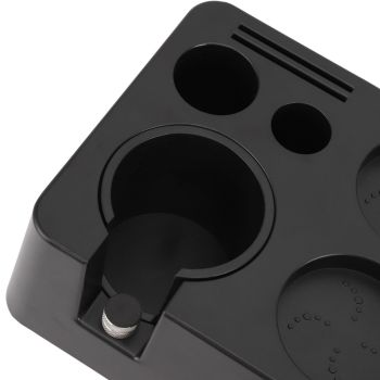 Coffee Tamping Station ABS Modern Multifunctional Coffee Filter Tamper Holder Portafilter Stand for Home Kitchen Cafe Bar Black