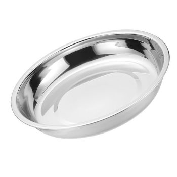 Metal Dinner Plates 304 Stainless Steel Round Camping Plates Thickened Soup Plate Tableware Tool M (18cm)