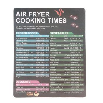 2PCS Fryer Cheat Sheet Magnetic Cooking Times Chart Easy to Read Reference Guide Water Oil Resistant Fryer Accessory for Kitchen