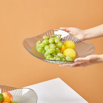 Transparent Grey Fruit Plate Large Plastic Serving Bowl Hand Made Candy Snack Bowl for Living Room Restaurant Party