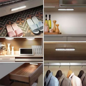 LED Closet Light 10 LEDs USB Rechargeable Motion Sensor Closet Light Wall Light for Home Kitchen Bedroom White Light