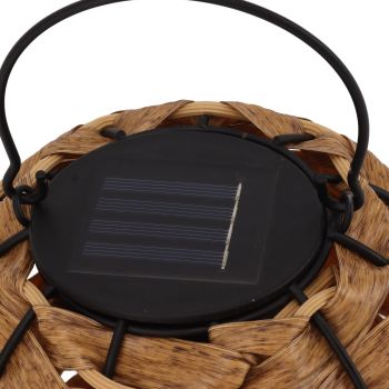 Outdoor Solar Lantern LED Waterproof Hollowed Rattan Ball Solar Hanging Light with Handle for Christmas Decorations Garden Yard Porch Lawn