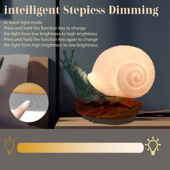 Snail Night Lamp Decorative USB Powered Color Adjustable Cute Snail Night Light Table Nightlight for Bedside Desktop