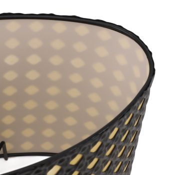 Lampshade Oval Shaped Hollow Metal Carved Compatible E27 E14 Caliber Lampholders Lamp Cover for Office Bedroom Living Room Black and Yellow Liner