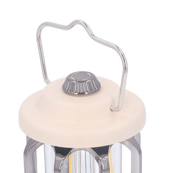 Retro Camping Lantern Vintage Camping Lamp Type C Rechargeable 3 Modes Dimmable with Hook Waterproof LED Tent Lamp for Garden Beige