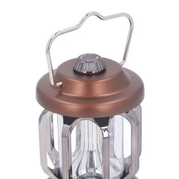 Retro Camping Lantern Vintage Camping Lamp Type C Rechargeable 3 Modes Dimmable with Hook Waterproof LED Tent Lamp for Garden Brown