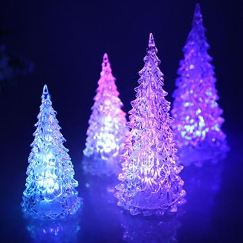 LED Crystal Mini Christmas Tree Night Light Lamp Color Changing Christmas Night Lamp Home Decor Christmas Decoration Kids Gift