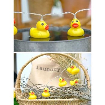 LED String Light Cute Mini Yellow Duck Animal Light String for Garden Terrace and Lawn Party Decoration