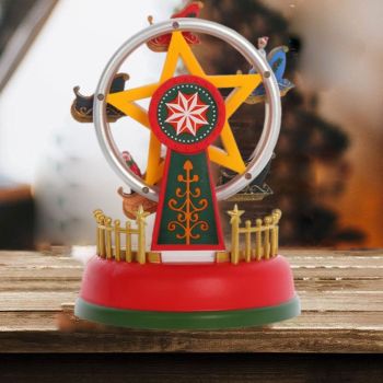 Christmas Mini Music Box Luminous Music Carousel Ferris Wheel Animated Christmas Gift Romantic Desktop Decoration
