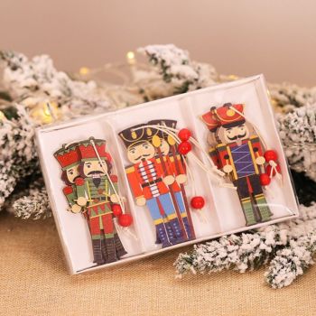 Christmas Tree Nutcracker Pendant Christmas Wood Walnut Soldier Hanging Decoration for Xmas Party Wall Fireplace Window