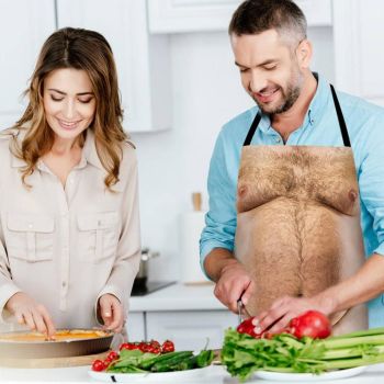 Funny Men Belly Cooking Aprons Kitchen Barbecue Funny Printing Aprons 3D Apron