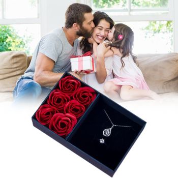 Rose Jewellery Gift Box Real Eternal Roses Handmade Rose Jewellery Storage Box for Girlfriend Wife Wedding Mother's Day