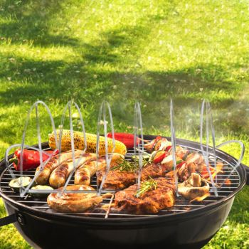 Stainless Steel Barbecue Bracket Rib Rack Barbecue Grilling Rack Non Stick Beef Steak Holder for Outdoor Picnic Barbecue Supplies