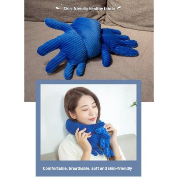 Blue Hand Shape Plush Pillows Long Strip Palm Cushion for Home Travel and Camping Sofa Pillows