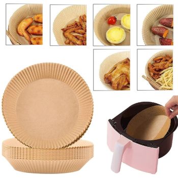 100 Pcs Air Fryer One Time Paper Liner Non Stick Air Fryer Paper Liners Oil Proof Parchment Baking Paper for Kitchen Microwave Oven