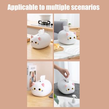 Cartoon Cat Tissue Box Desktop Paper Napkin Storage Box Paper Container Home Decoration