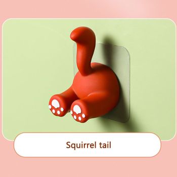Cute Cartoon Animal Tail Wall Hooks Multi Purpose Sticky Hooks for Hanging Toothbrush Shower Home Wall Organizer