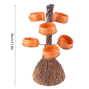 Snack Bowl Holder Halloween Pumpkin Snack Bowl Rack Witch Broom Decor Dessert Bowl Stand for Dining Table