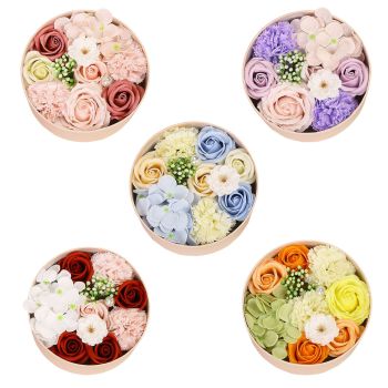 Artificial Flowers Combo Box Simulation Fake Soap Flower Round Box Valentine's Day Holiday Gift