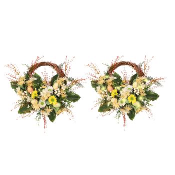 Artificial Wild Chrysanthemum Half Wreath Easter Decorative Wreaths for Home Front Door Decoration