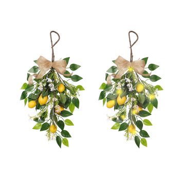 Artificial Lemon Teardrop Wreath Wall Hanging Teardrop Lemon Fruit Wreath Artificial Lemon Swag