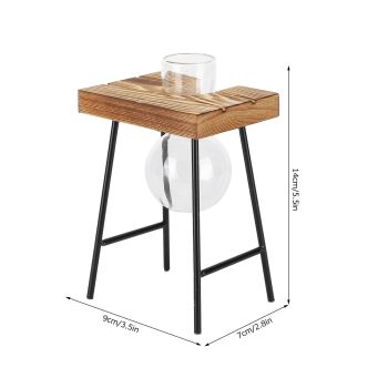 Desktop Glass Planter Wooden Stand Bulb Glass Vase Hydroponics Plant Planter for Home Office Garden1 Bottle